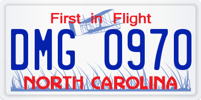 NC license plate DMG0970