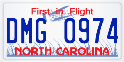 NC license plate DMG0974