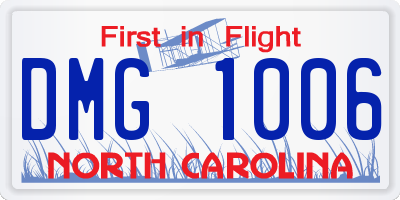 NC license plate DMG1006