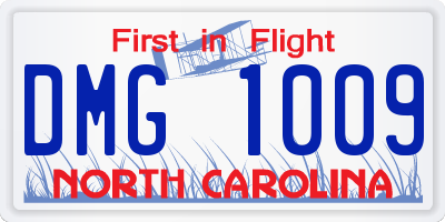 NC license plate DMG1009