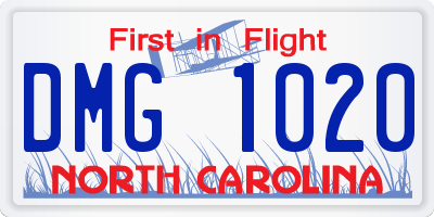 NC license plate DMG1020