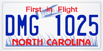 NC license plate DMG1025