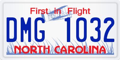 NC license plate DMG1032