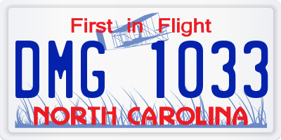 NC license plate DMG1033