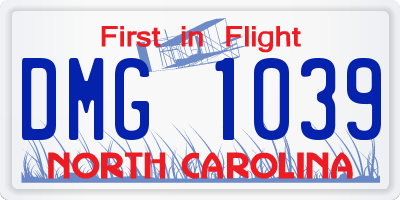 NC license plate DMG1039