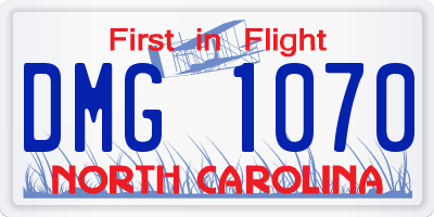 NC license plate DMG1070