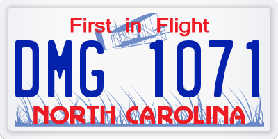 NC license plate DMG1071