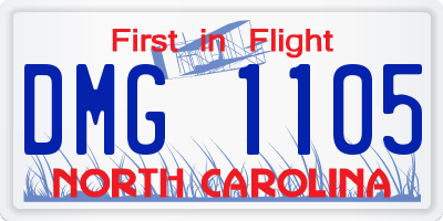 NC license plate DMG1105