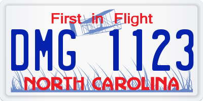 NC license plate DMG1123