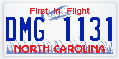 NC license plate DMG1131