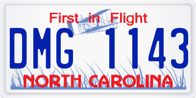 NC license plate DMG1143