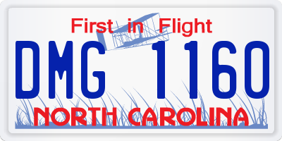 NC license plate DMG1160