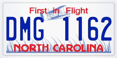 NC license plate DMG1162