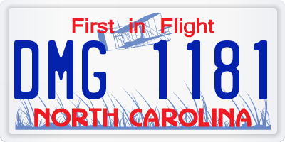 NC license plate DMG1181