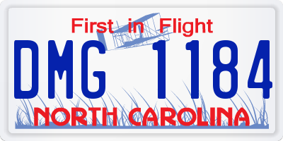 NC license plate DMG1184