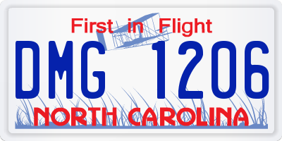 NC license plate DMG1206