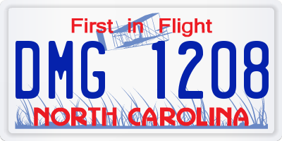 NC license plate DMG1208