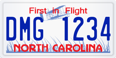 NC license plate DMG1234