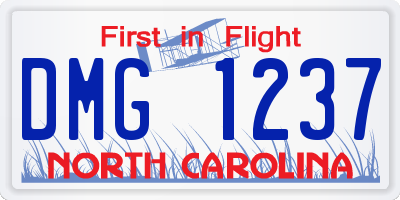 NC license plate DMG1237