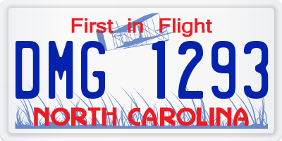 NC license plate DMG1293