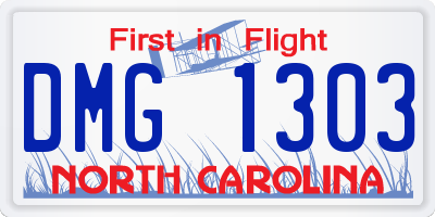 NC license plate DMG1303