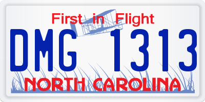 NC license plate DMG1313