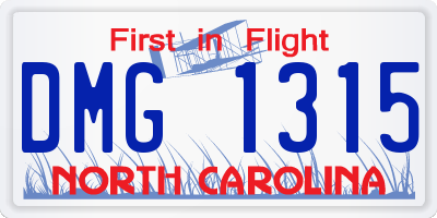 NC license plate DMG1315