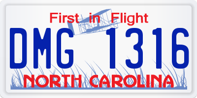 NC license plate DMG1316