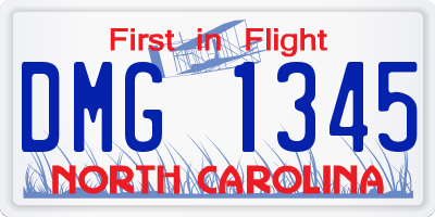 NC license plate DMG1345