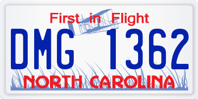 NC license plate DMG1362