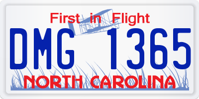 NC license plate DMG1365