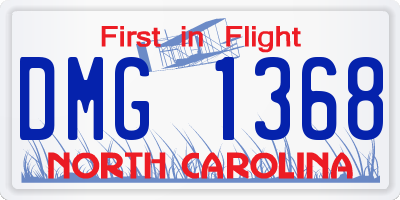 NC license plate DMG1368