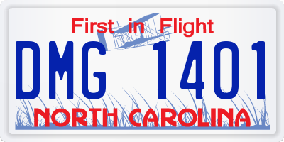 NC license plate DMG1401