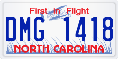 NC license plate DMG1418