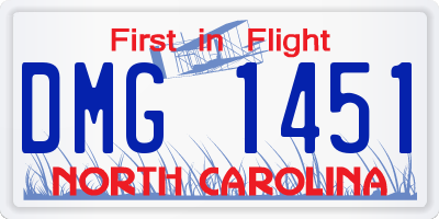 NC license plate DMG1451