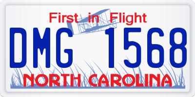 NC license plate DMG1568