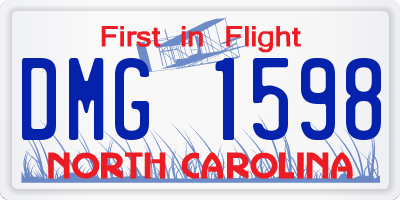 NC license plate DMG1598
