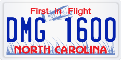 NC license plate DMG1600