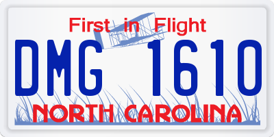 NC license plate DMG1610