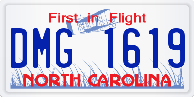 NC license plate DMG1619