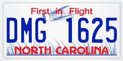 NC license plate DMG1625