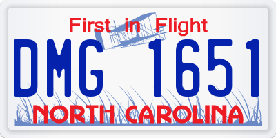NC license plate DMG1651