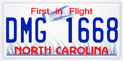 NC license plate DMG1668