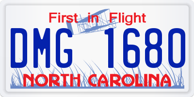 NC license plate DMG1680
