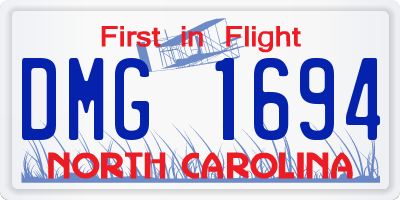 NC license plate DMG1694