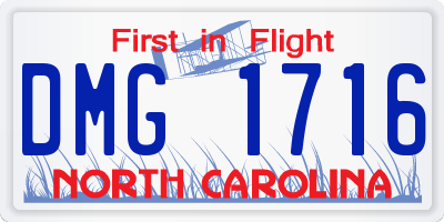 NC license plate DMG1716