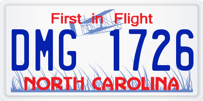 NC license plate DMG1726