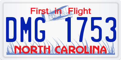NC license plate DMG1753