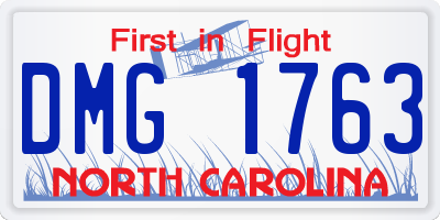 NC license plate DMG1763
