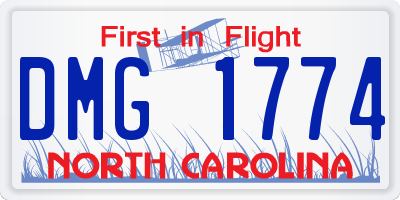 NC license plate DMG1774